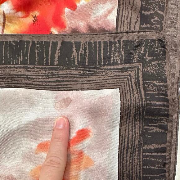 Vintage Vera Neumann Autumnal Trees Hand Rolled Scarf 30x30.5 - Picture 8 of 8